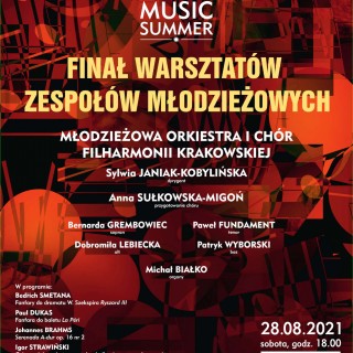 Koncert Młodzieżowej Orkiestry  i Chóru Filharmonii Krakowskiej - Plakat koncertowy z informacjami zawartymi we wpisie.